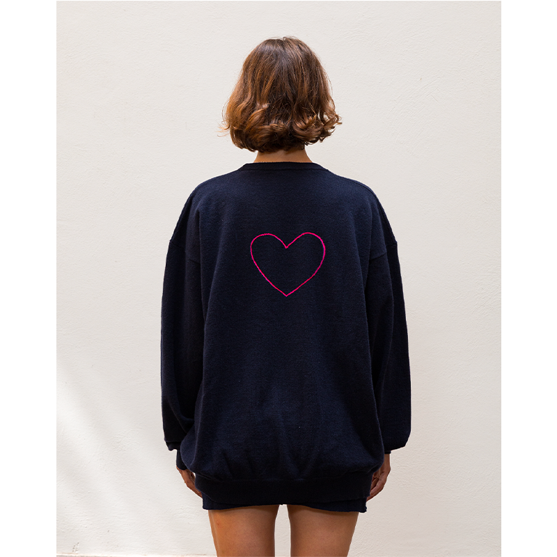 Maglione blu cuore