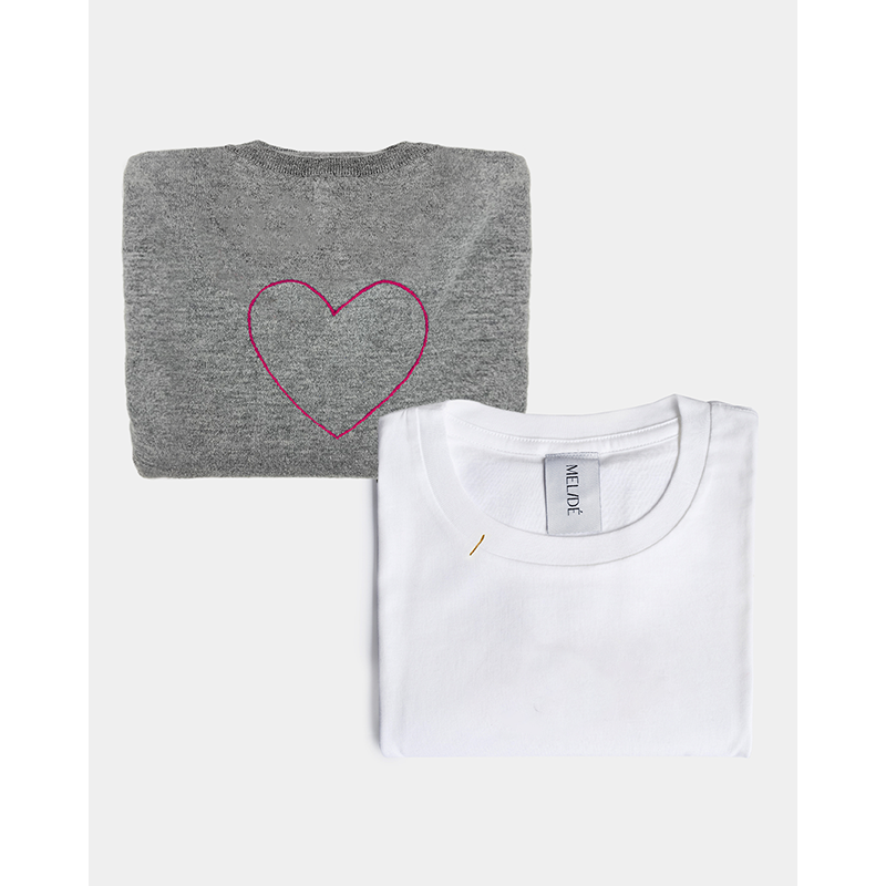 Maglione grigio cuore + tshirt