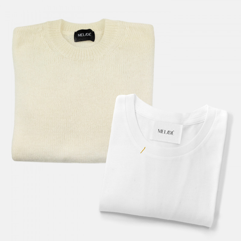 Pullover over panna + tshirt